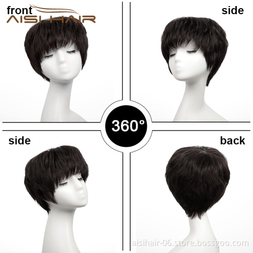 Aisi Hair With Bangs Cuticle Aligned 10A Grade Short For Black Women Indian Bob 100% Human Hair Wig